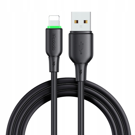 MCDODO USB-Lightning-Ladekabel mit Schnellladefunktion für iPhone, 1 m, LED, Schwarz