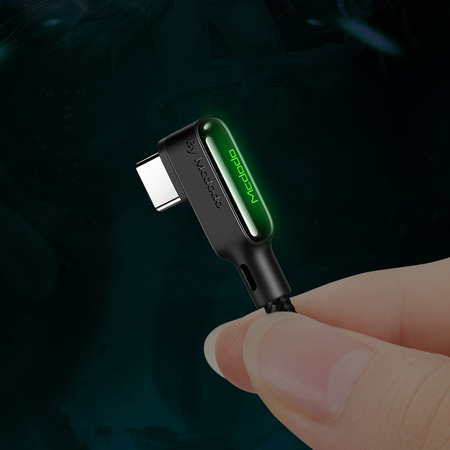 Kabel kątowy Mcdodo Glue, szybkie ładowanie 90° LED USB typ-C 1,2m czarny