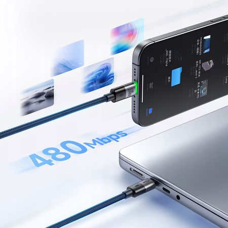 MCDODO USB-C-Kabel 2-in-1 Schnellladekabel für iPhone 14, MacBook, LED, 100 W, 2 m