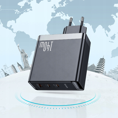 MCDODO SZYBKA ŁADOWARKA SIECIOWA ZASILACZ DO MACBOOK GAN 3X USB-C USB 140W