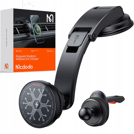 Car holder, with inductive charger, magnetic, with cooling system Mcdodo