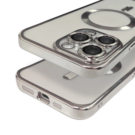 Etui Metal MagS iPhone 15 Plus Srebrny