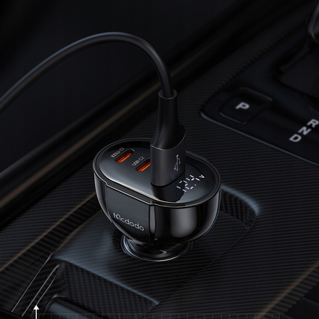 Încãrcãtor auto rapid ?i puternic MCDODO cu 3 USB-uri USB-C, indicator LED de 128 W