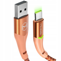 McDodo phone cable, Fast charging, USB-C, USB, 1m, QC 4.0, with LED display, orange