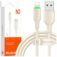 MCDODO CHARGER USB LIGHTNING FAST CHARGING CABLE FOR IPHONE 1M LED BEIGE