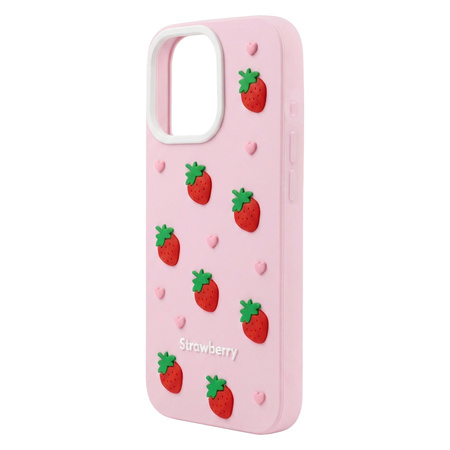 Nakładka Strawberry do iPhone 12 / 12 Pro 6,1" różowa