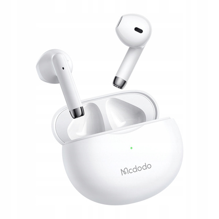 MCDODO SŁUCHAWKI BEZPRZEWODOWE DOUSZNE BLUETOOTH 5 Z MIKROFONEM ETUI BIAŁE