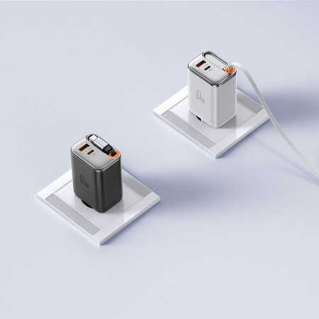 MCDODO SZYBKA ŁADOWARKA SIECIOWA ZASILACZ 2X USB-C USB-A PD GAN 67W BIAŁA