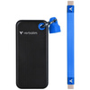 Dysk Zewnętrzny Verbatim Pocket SSD 2TB - brelok do kluczy z kablem USB-C 3.2 gen.2 czarno-niebieski/black-blue 32195