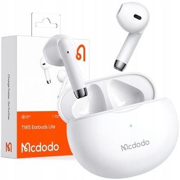 Słuchawki do telefonu Mcdodo, bezprzewodowe, douszne, z etui, Bluetooth 5, białe