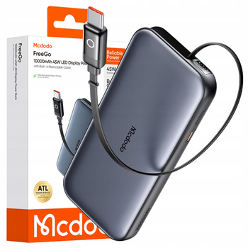 MCDODO POWERBANK 10000MAH DO TELEFONU LAPTOPA Z WBUDOWANYM KABLEM USB-C 45W