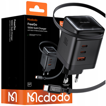 MCDODO SZYBKA ŁADOWARKA SIECIOWA ZASILACZ 3X USB-C + USB-A 100W KABEL 1M