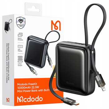 MCDODO POWERBANK 10000MAH Z WBUDOWANYMI KABLAMI 3 X USB-C LIGHTNING 22,5W